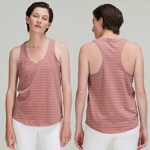 Lululemon Love Tank Top Pima Cotton Short Serve Stripe Heathered Spiced Chai 4